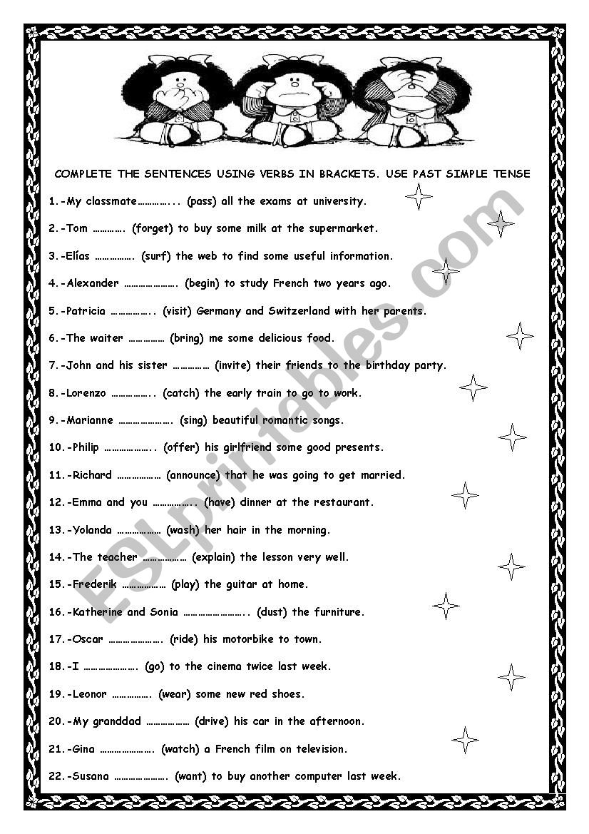 SIMPLE PAST TENSE worksheet