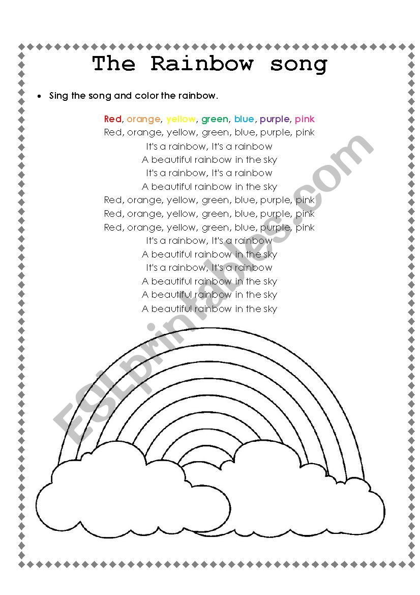 The Rainbow song  worksheet