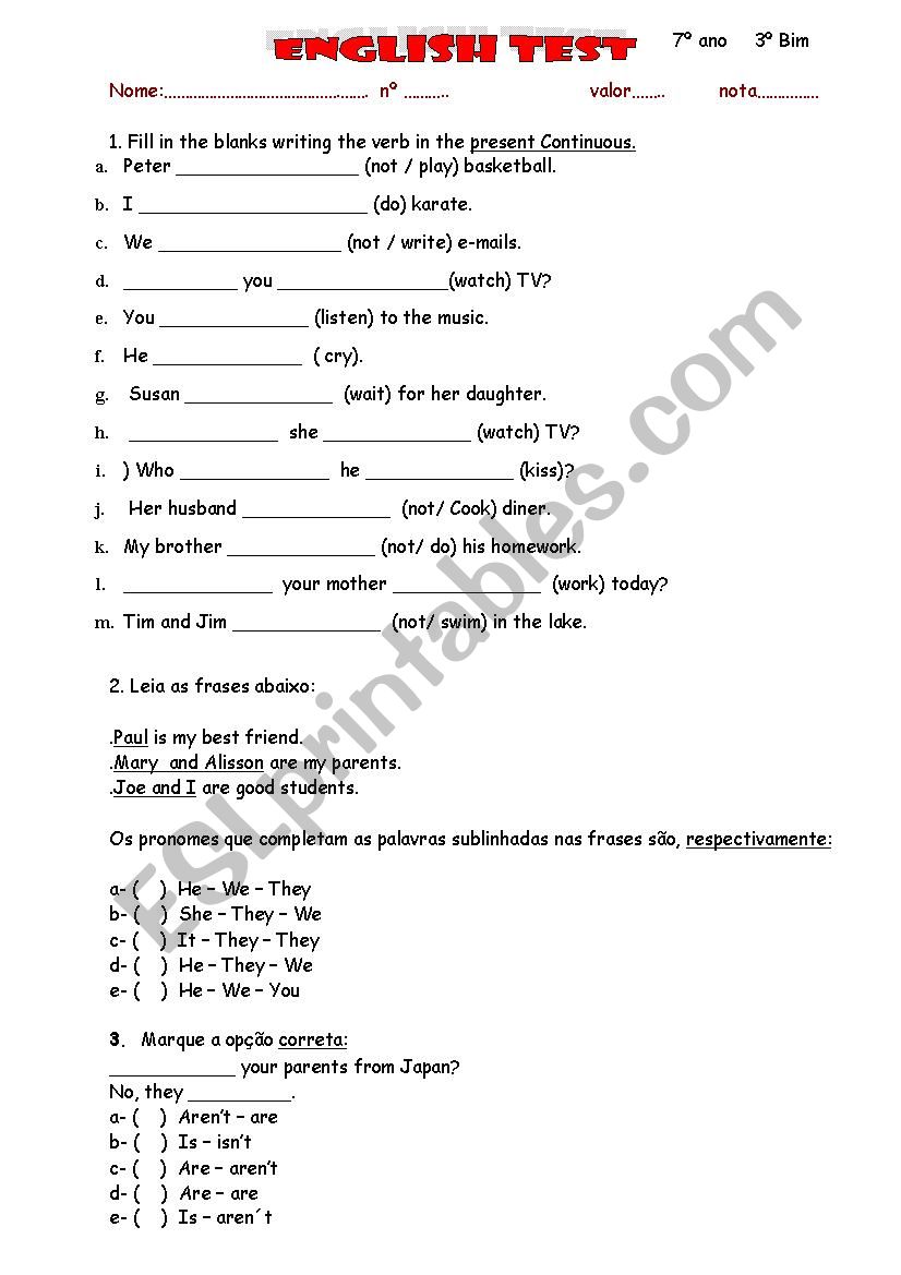 Test worksheet