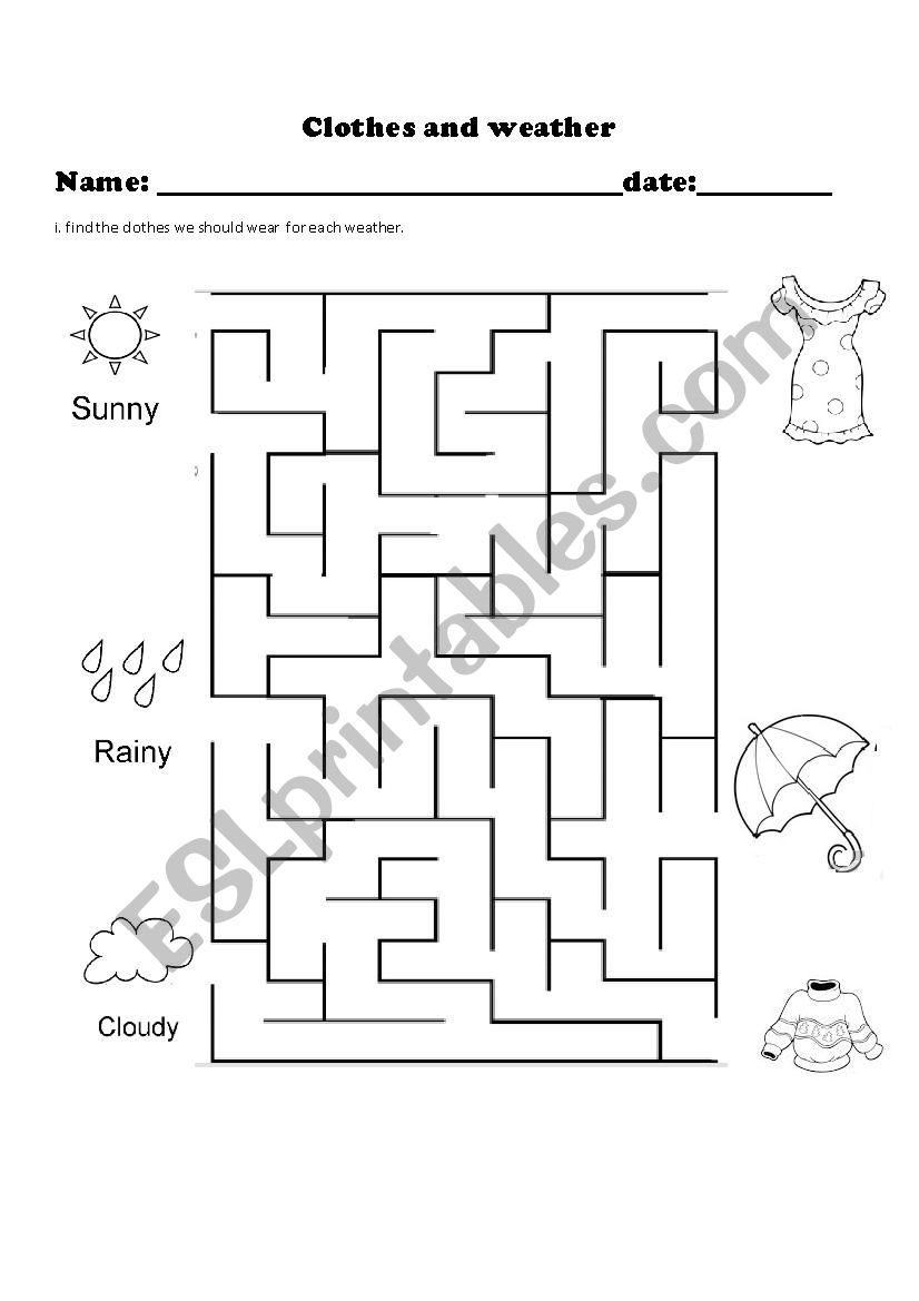 clothes and weather  worksheet