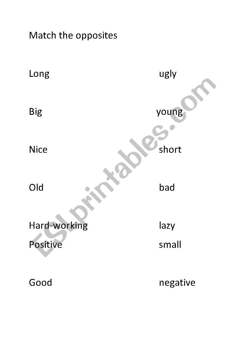 match adjectives worksheet