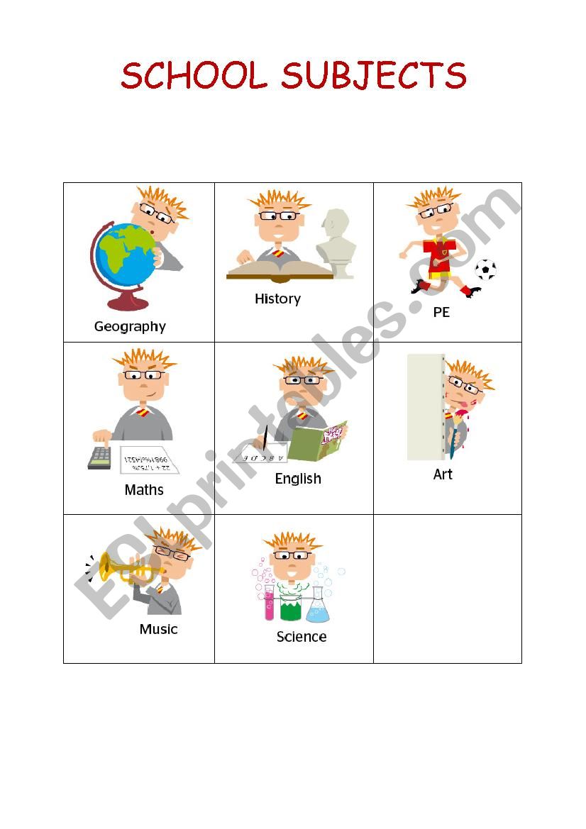 SCHOOL SUBJECTS worksheet