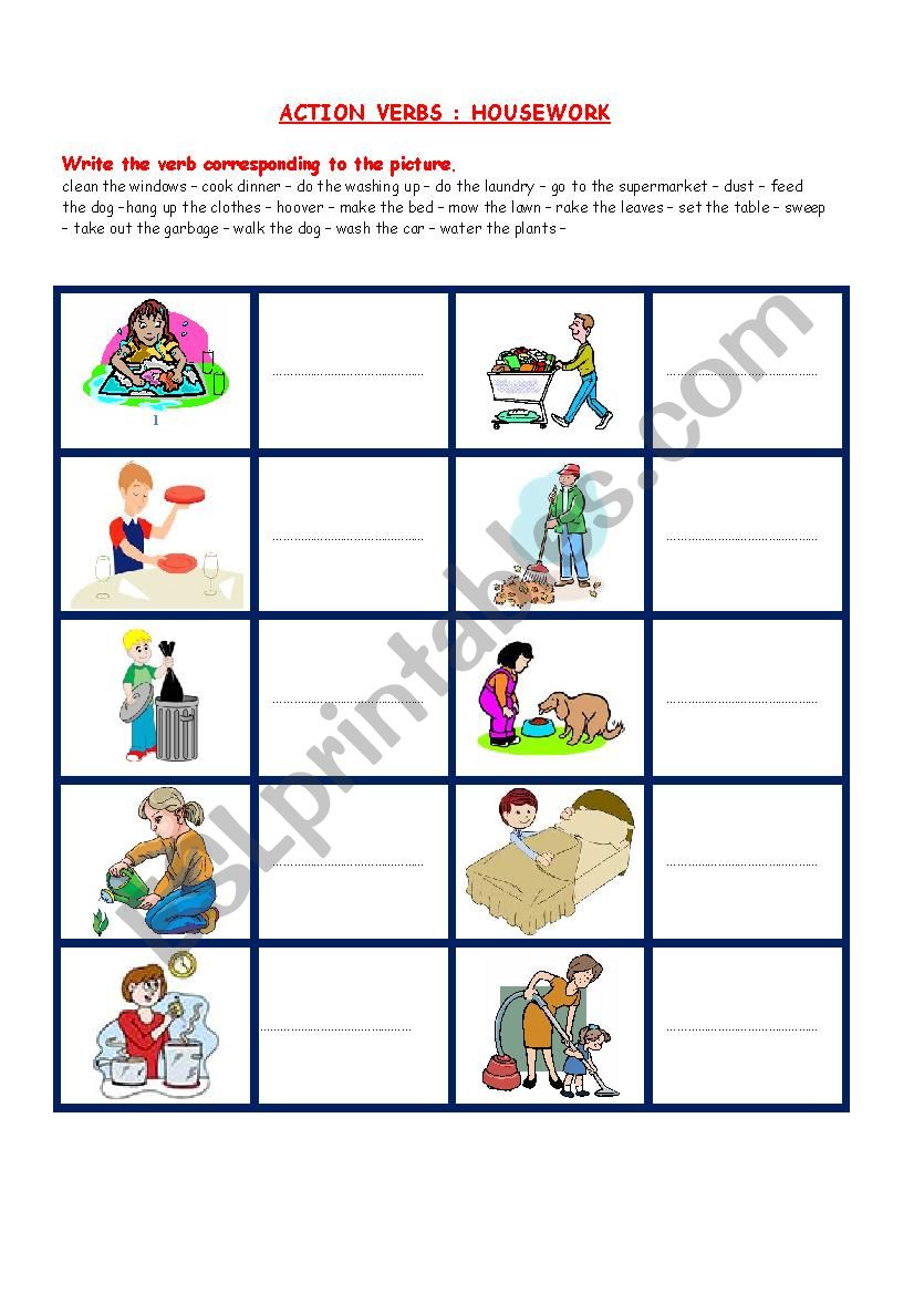 CHORES worksheet