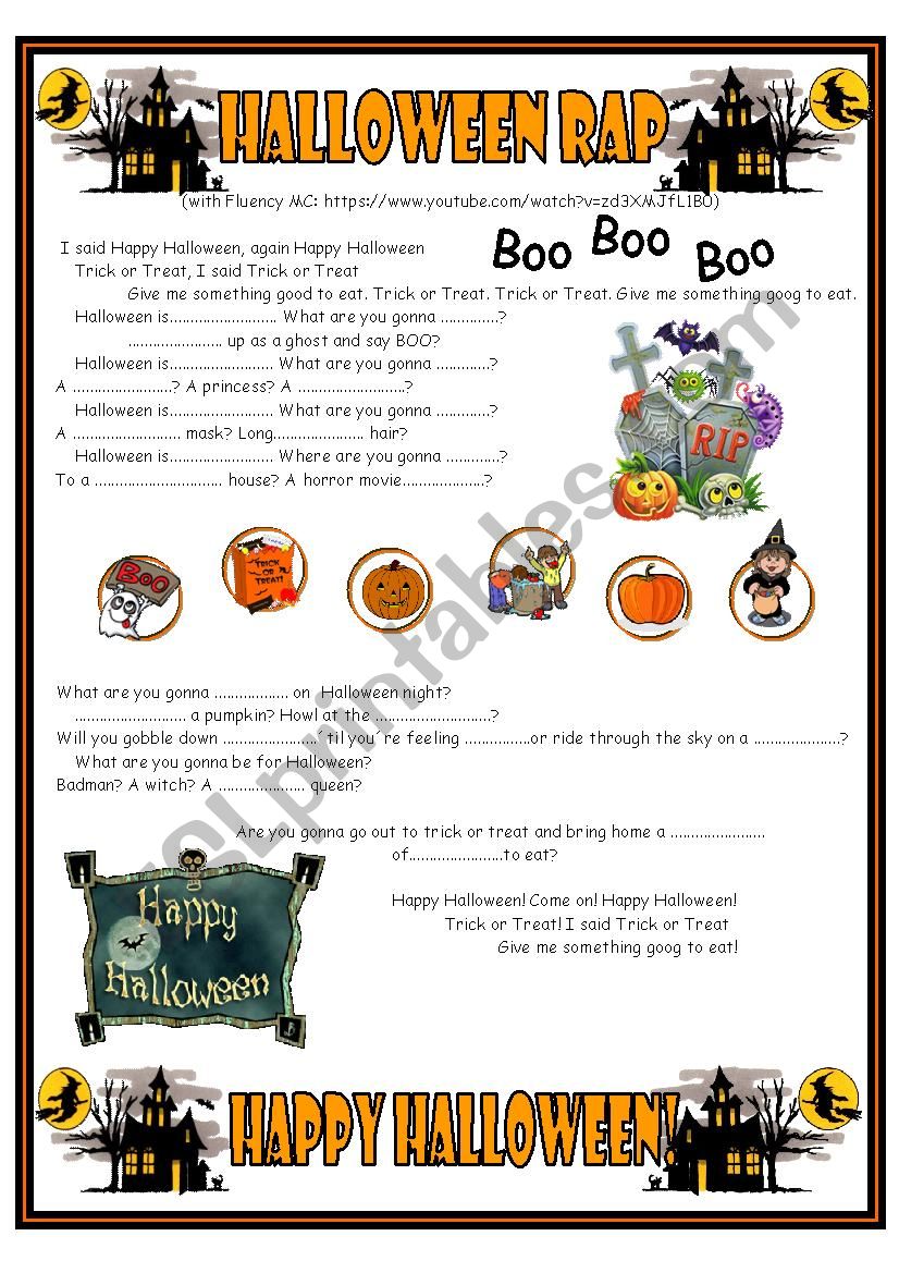 Halloween Rap Song worksheet