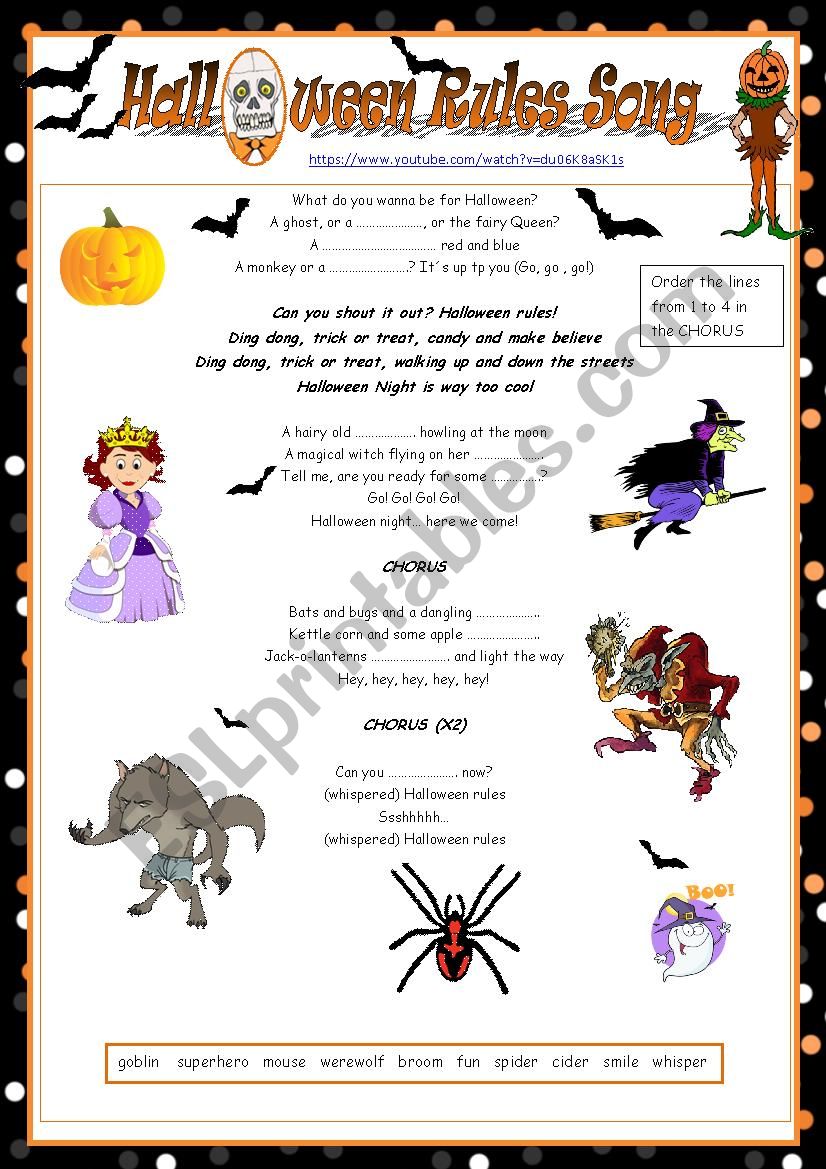 Halloween Rules Song worksheet