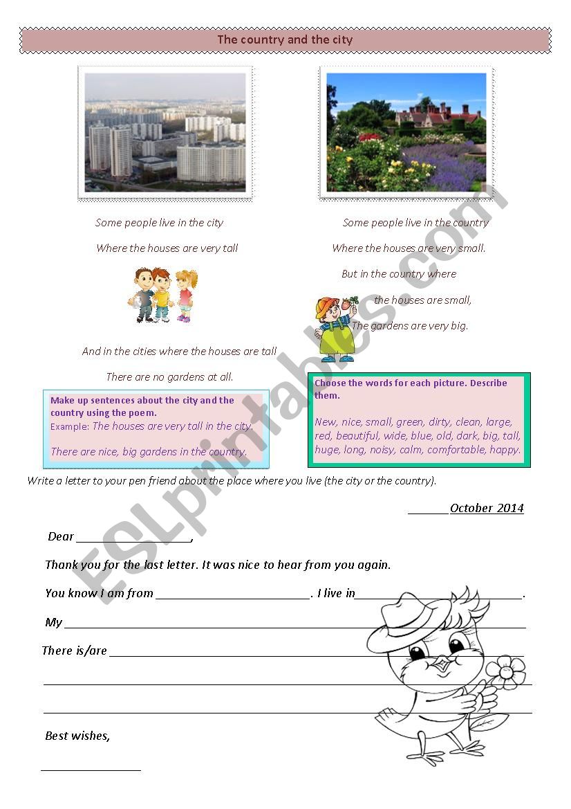 The city and the country worksheet