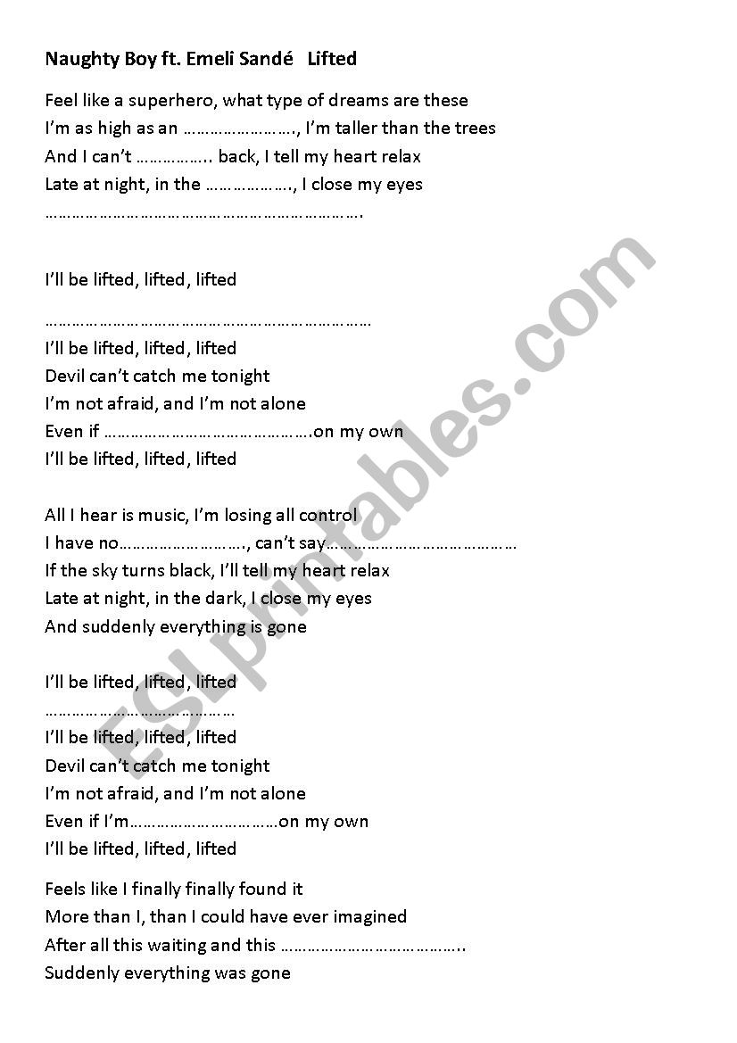 Song: Lifted by Naughty Boy ft. Emeli SandÃ©