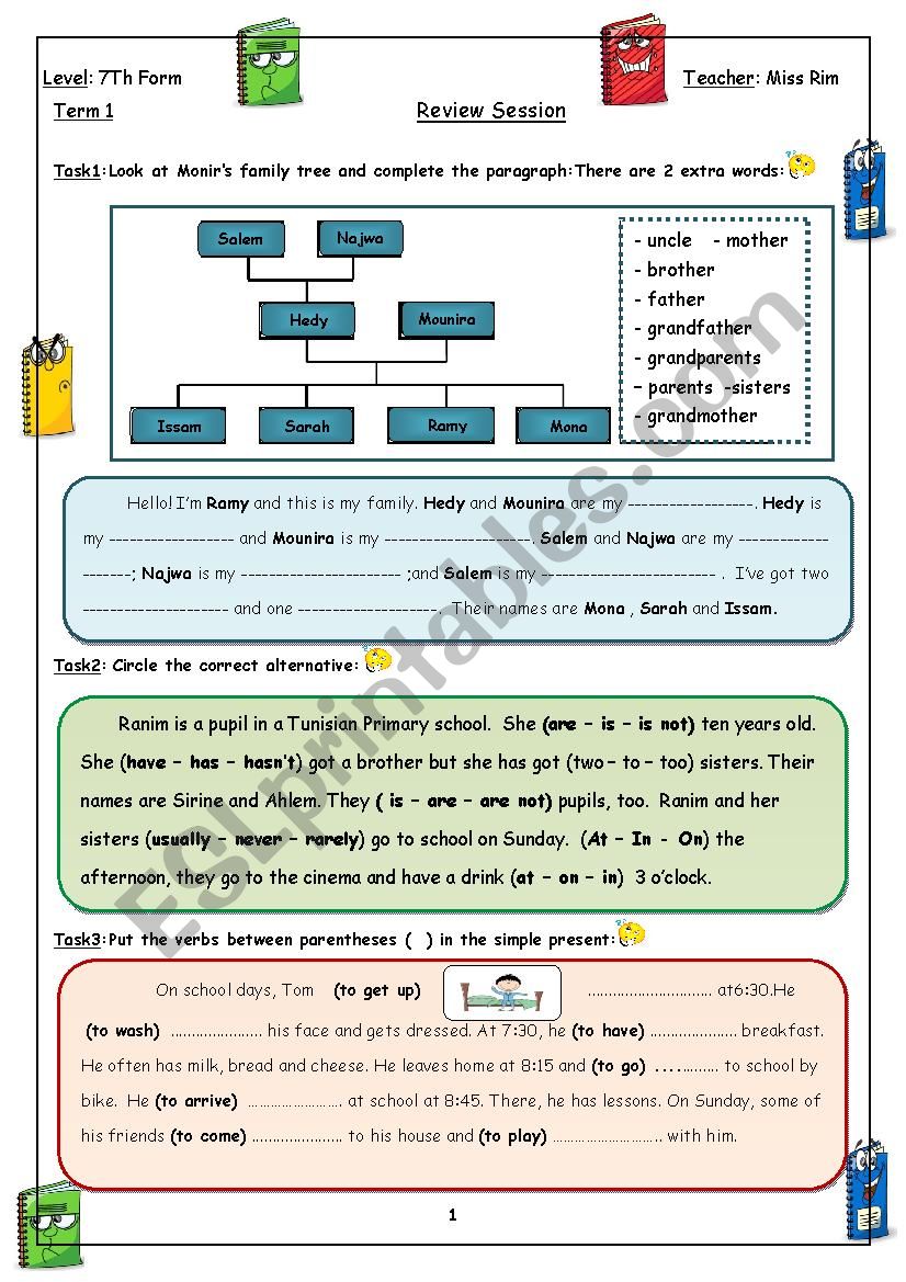 7Th Form Review (Term 1) worksheet