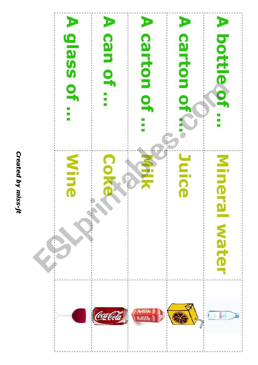 Quantifiers of food (matching cards) 