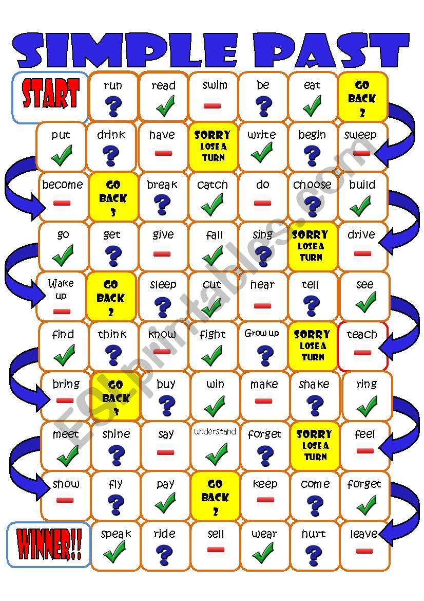 Simple Past Board game worksheet