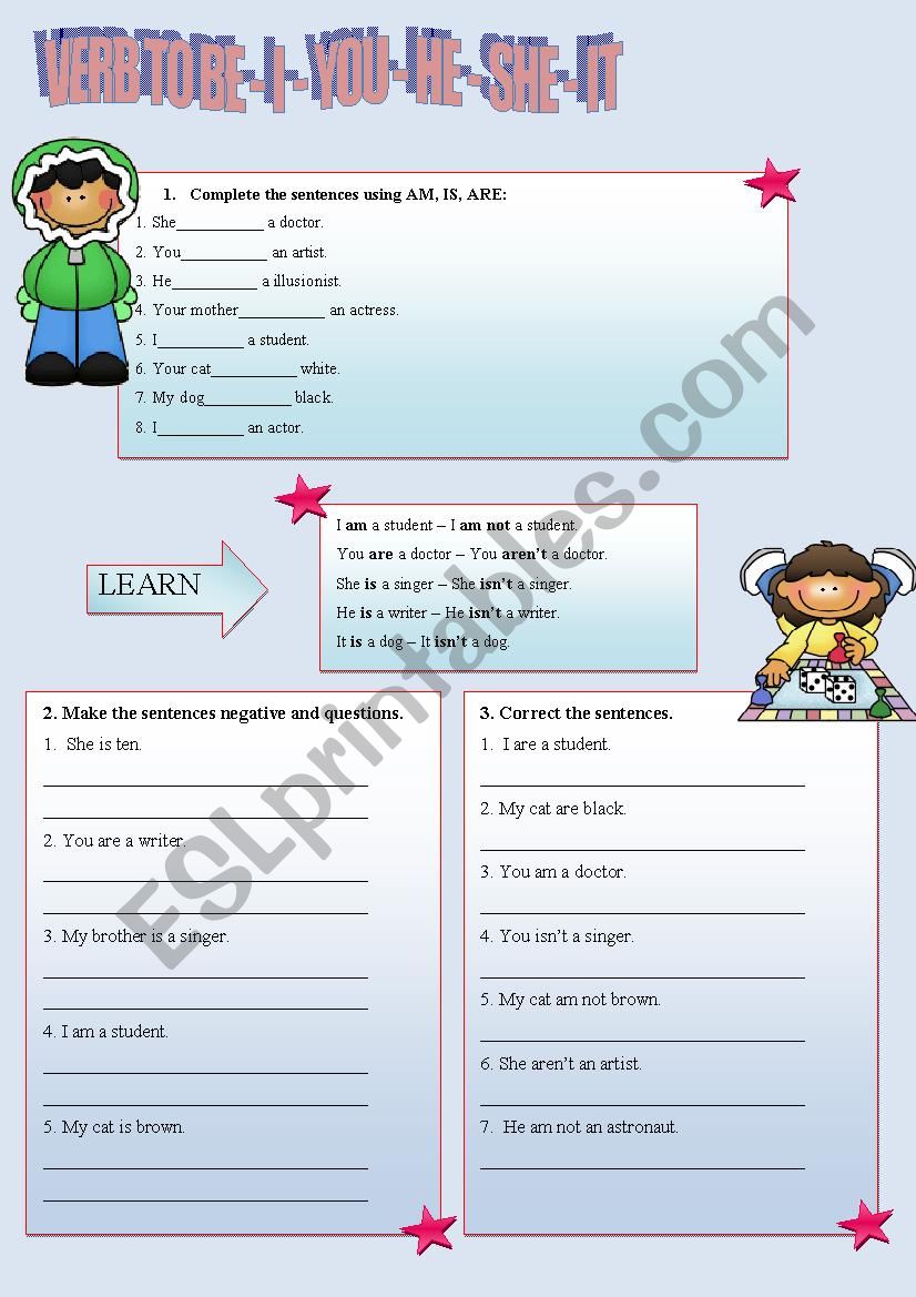 VERB TO BE worksheet