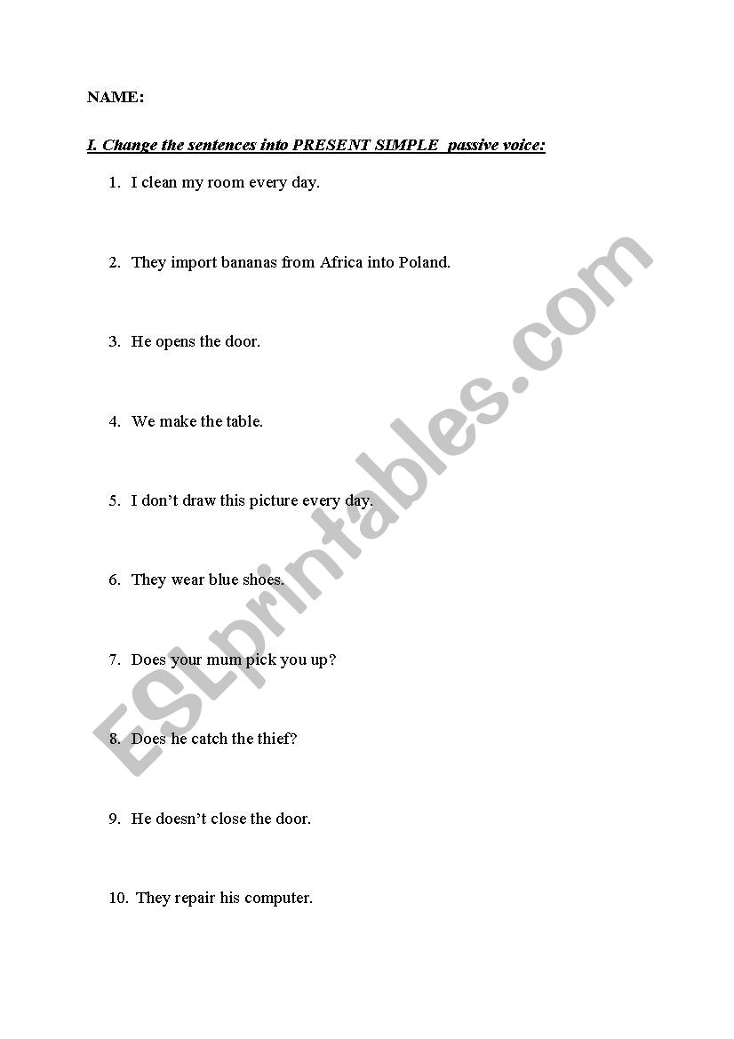 Passive voice test: present simple and past simple