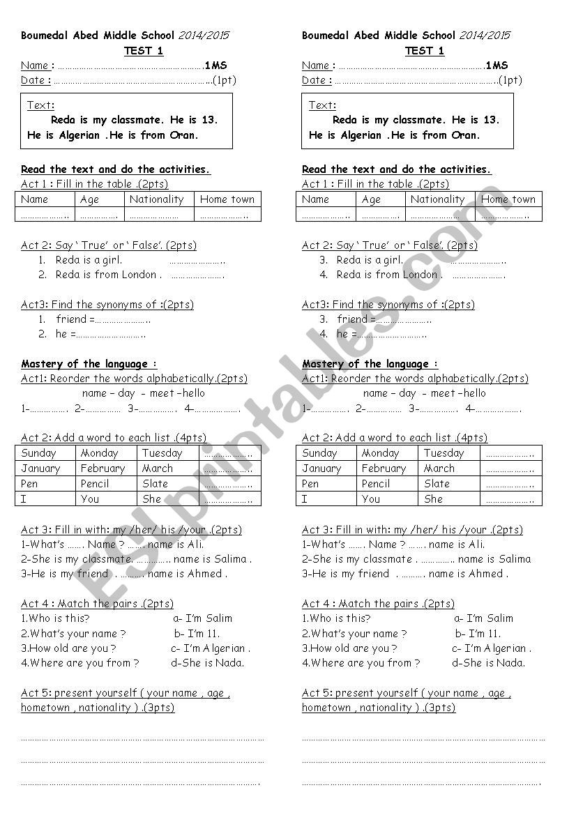 presenting people worksheet