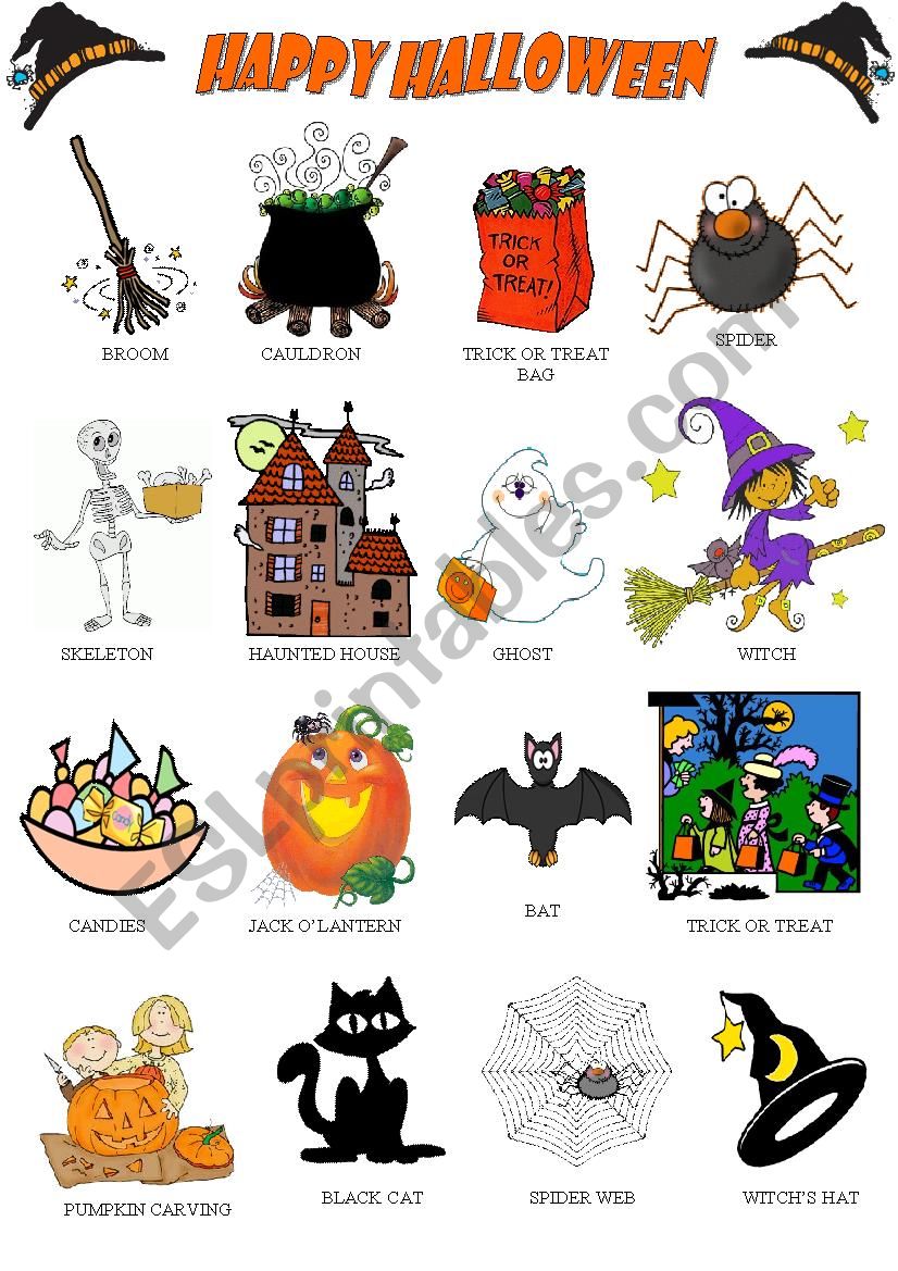 Halloween pictionary worksheet