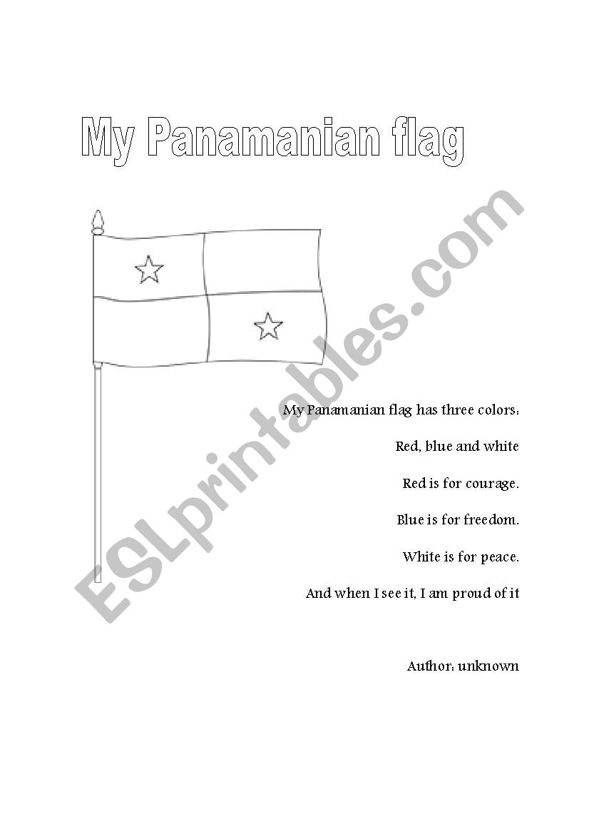 My Panamanian flag worksheet