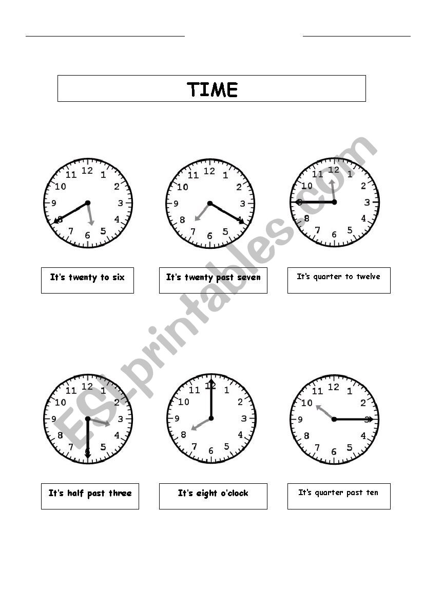 Time Expressions worksheet