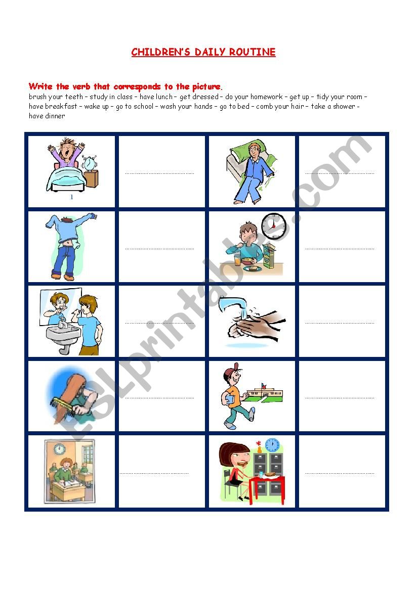 CHILDRENS DAILY ROUTINE worksheet