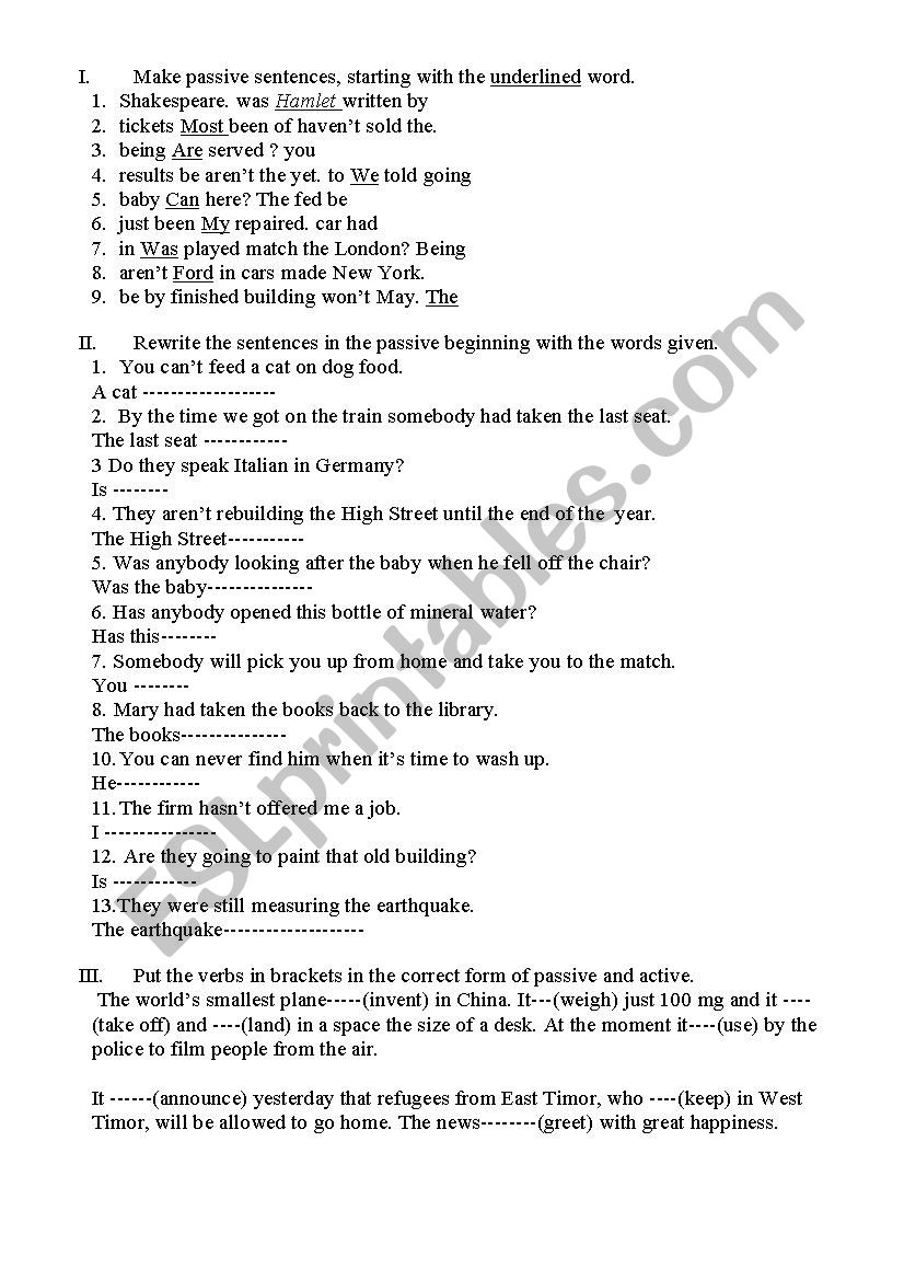 passive voice worksheet