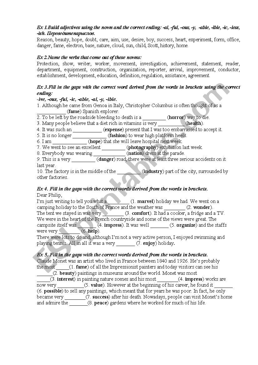 Word-Building worksheet