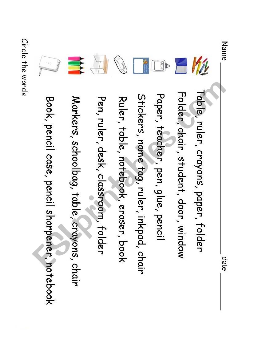 classroom circle worksheet