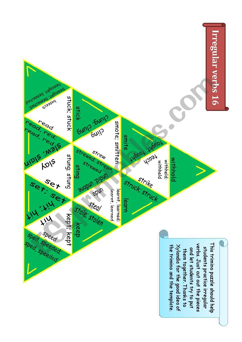 Trimino - Irregular verbs game (part 16)