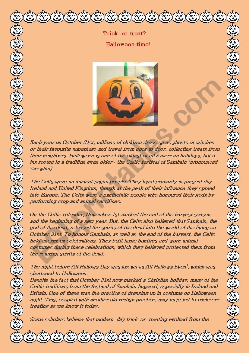 Halloween time! worksheet