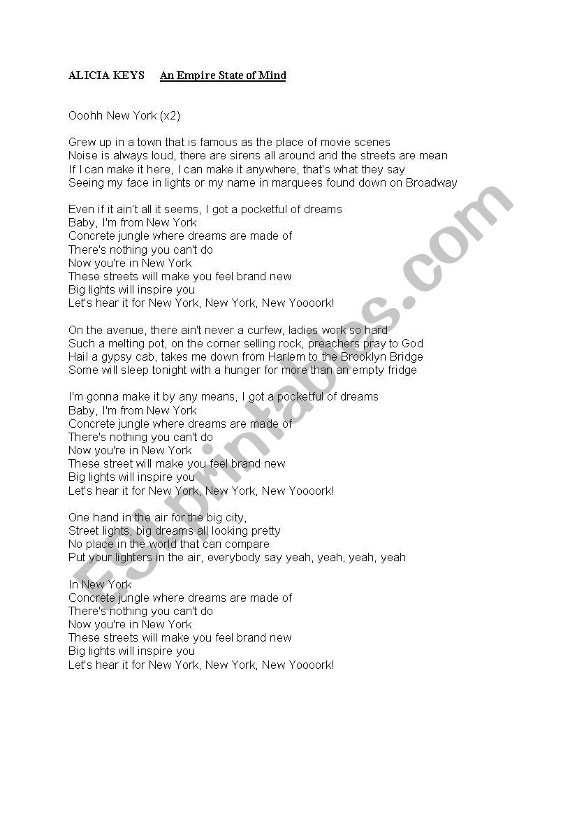 Alicia Keys´s The Empire State of Mind
