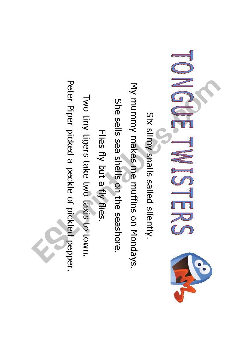 Tongue twisters worksheet