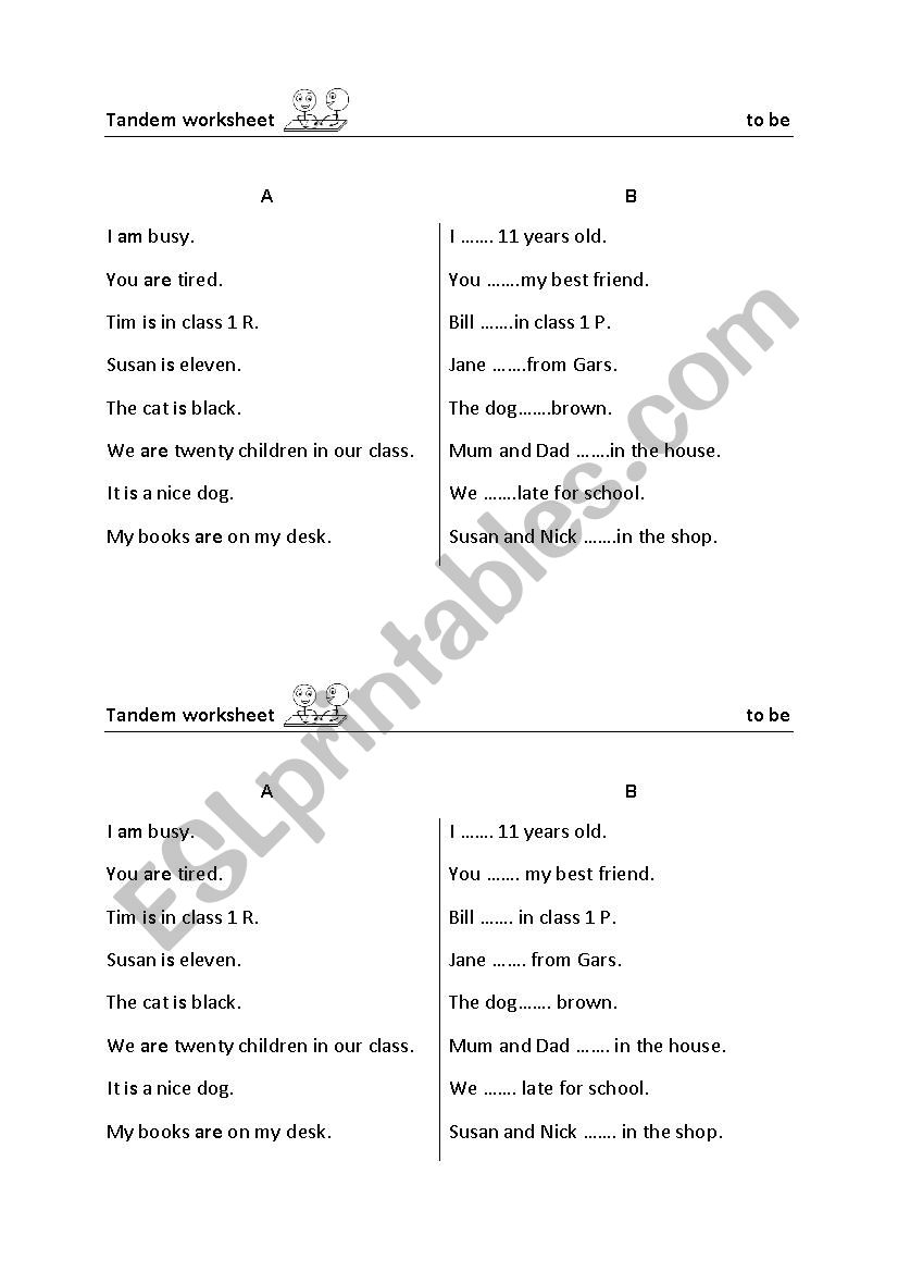 Tandemworksheet to be worksheet