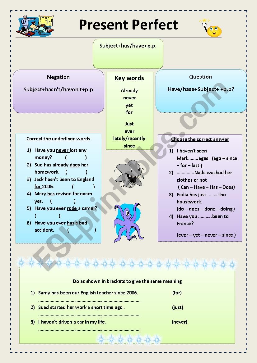 present perfect worksheet