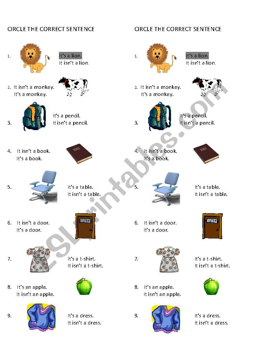 IS ISNÂ´T worksheet