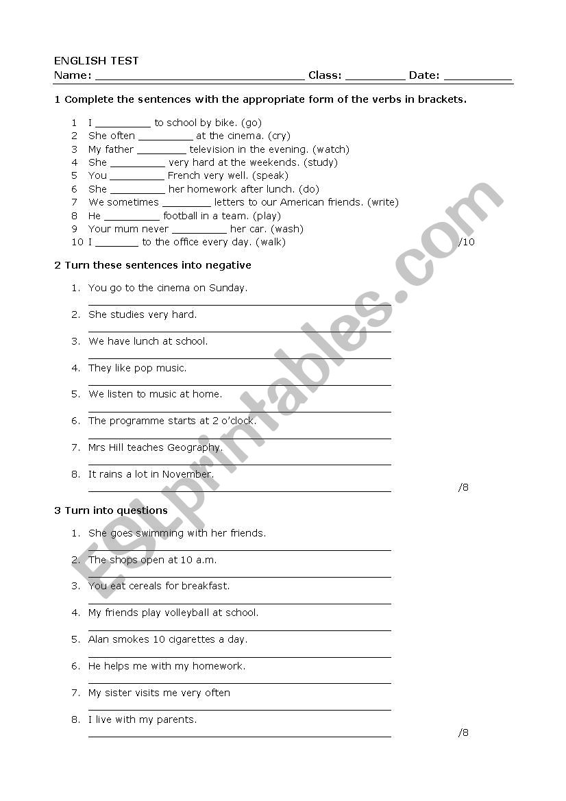 the simple present worksheet