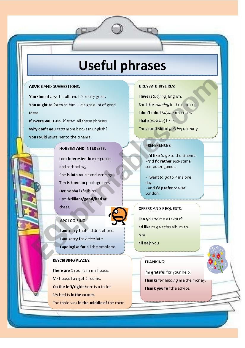 Useful phrases worksheet
