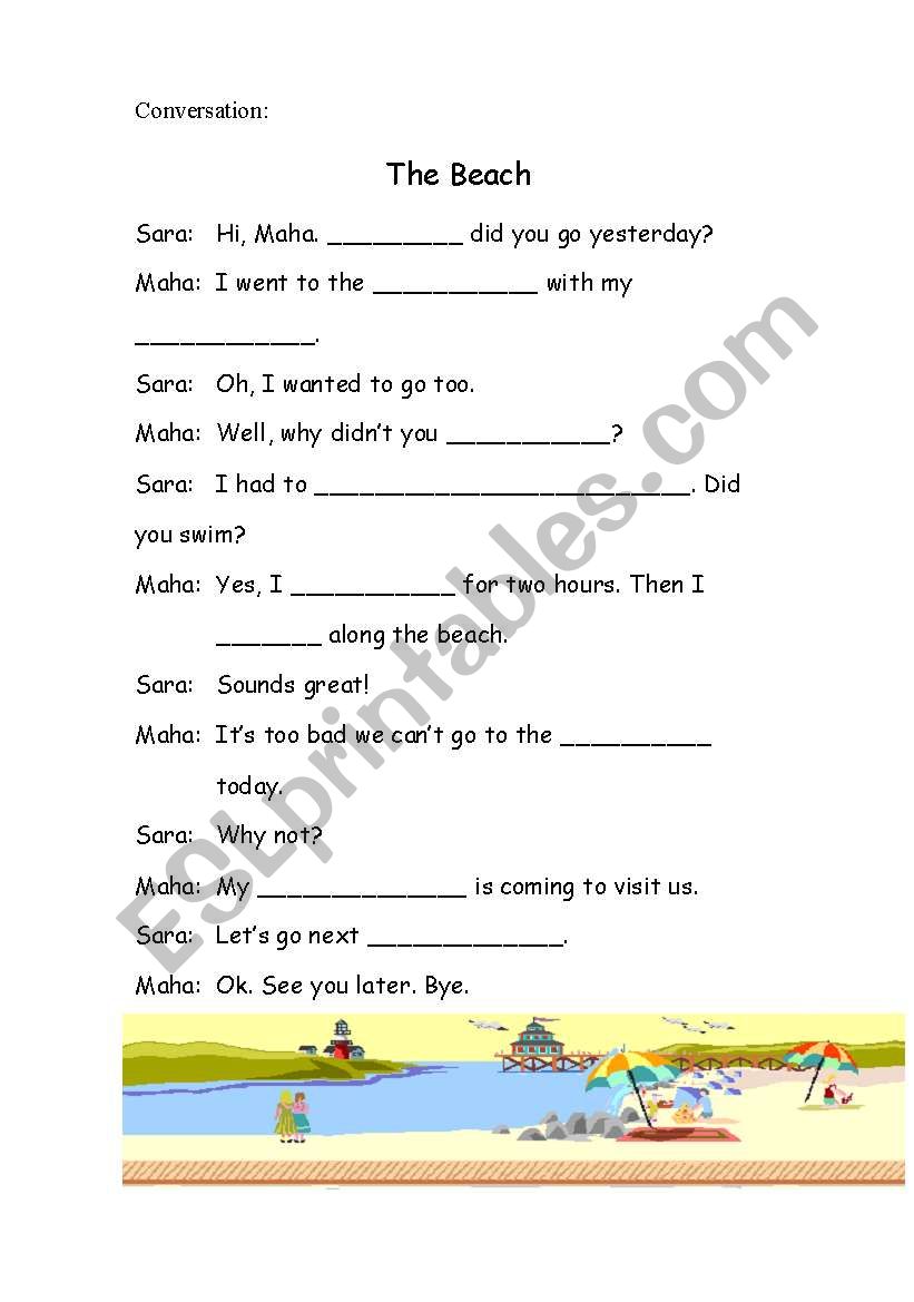 The beach worksheet