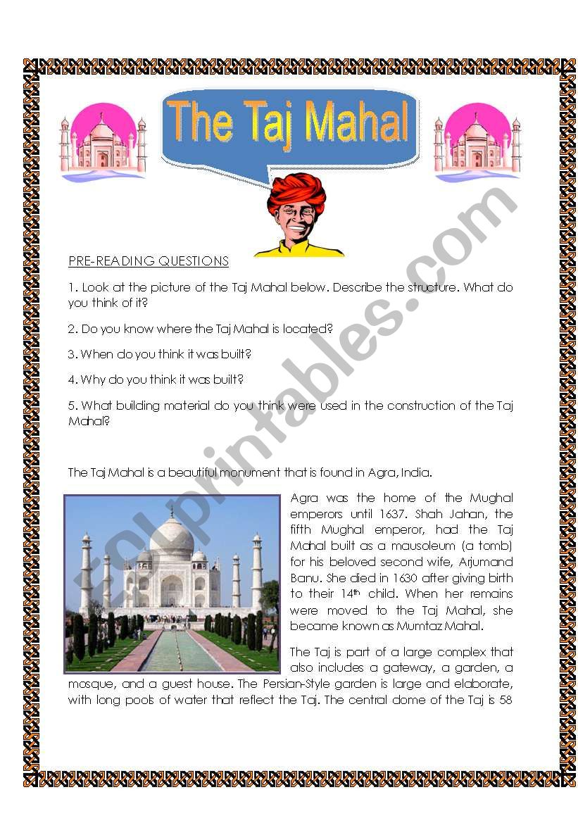 The Taj Mahal - Rading Comprehension