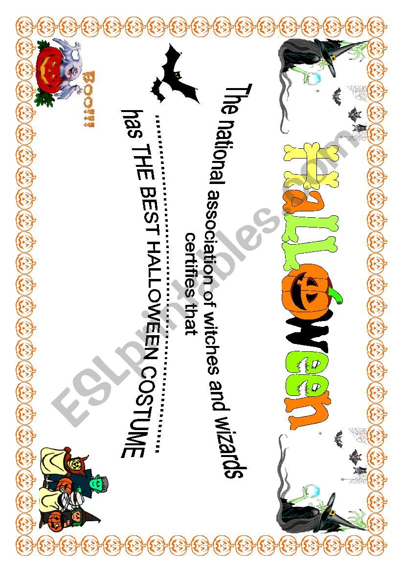 Halloween  Certificate  worksheet