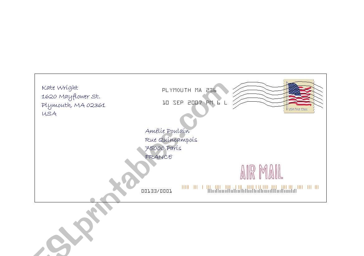 LETTER FROM A AMERICAN PENFRIEND : Envelope