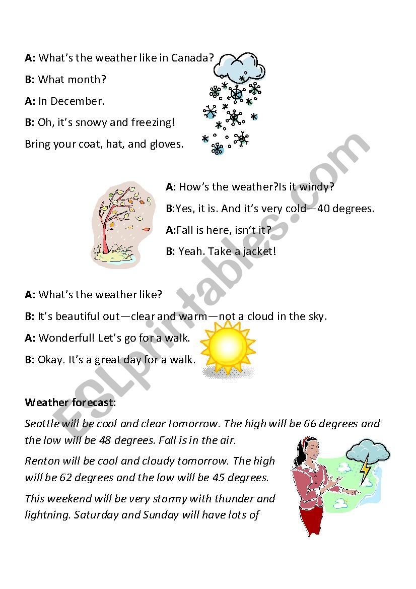 Conversations about Weather worksheet