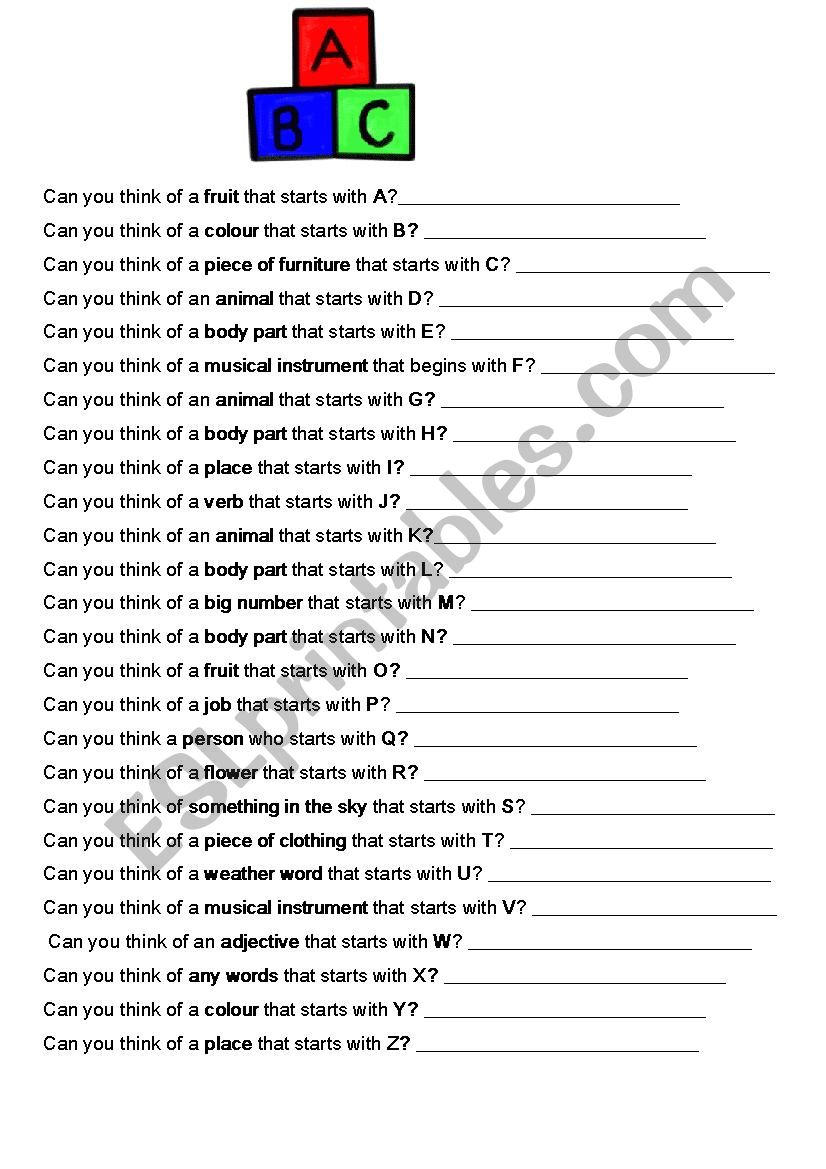 Alphabet Activity worksheet