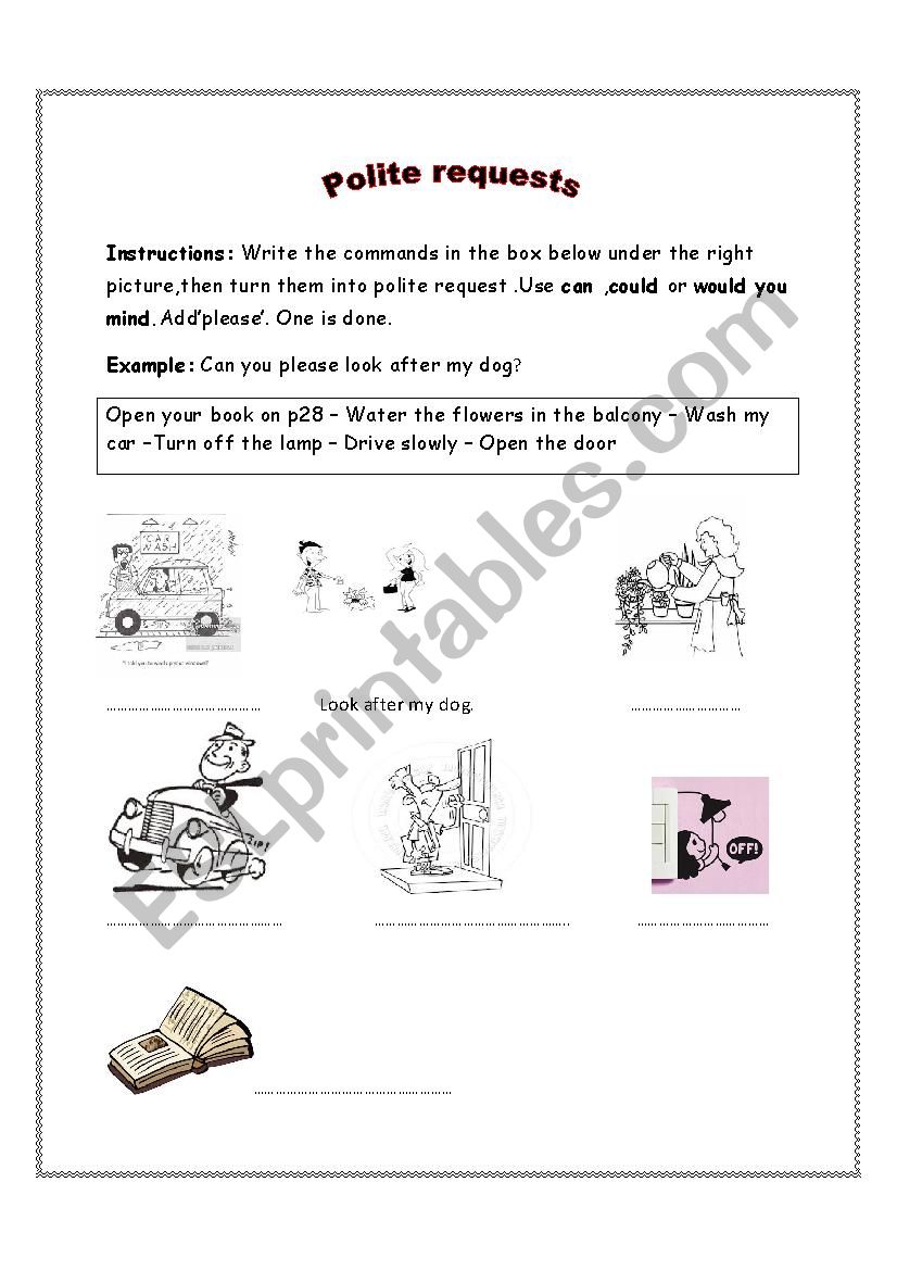 polite request worksheet worksheet