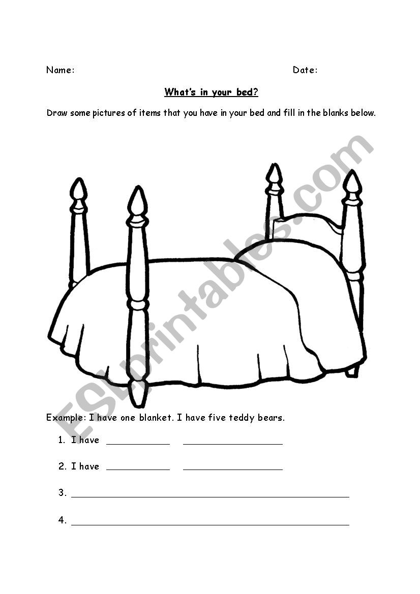 Whats in your bed? worksheet