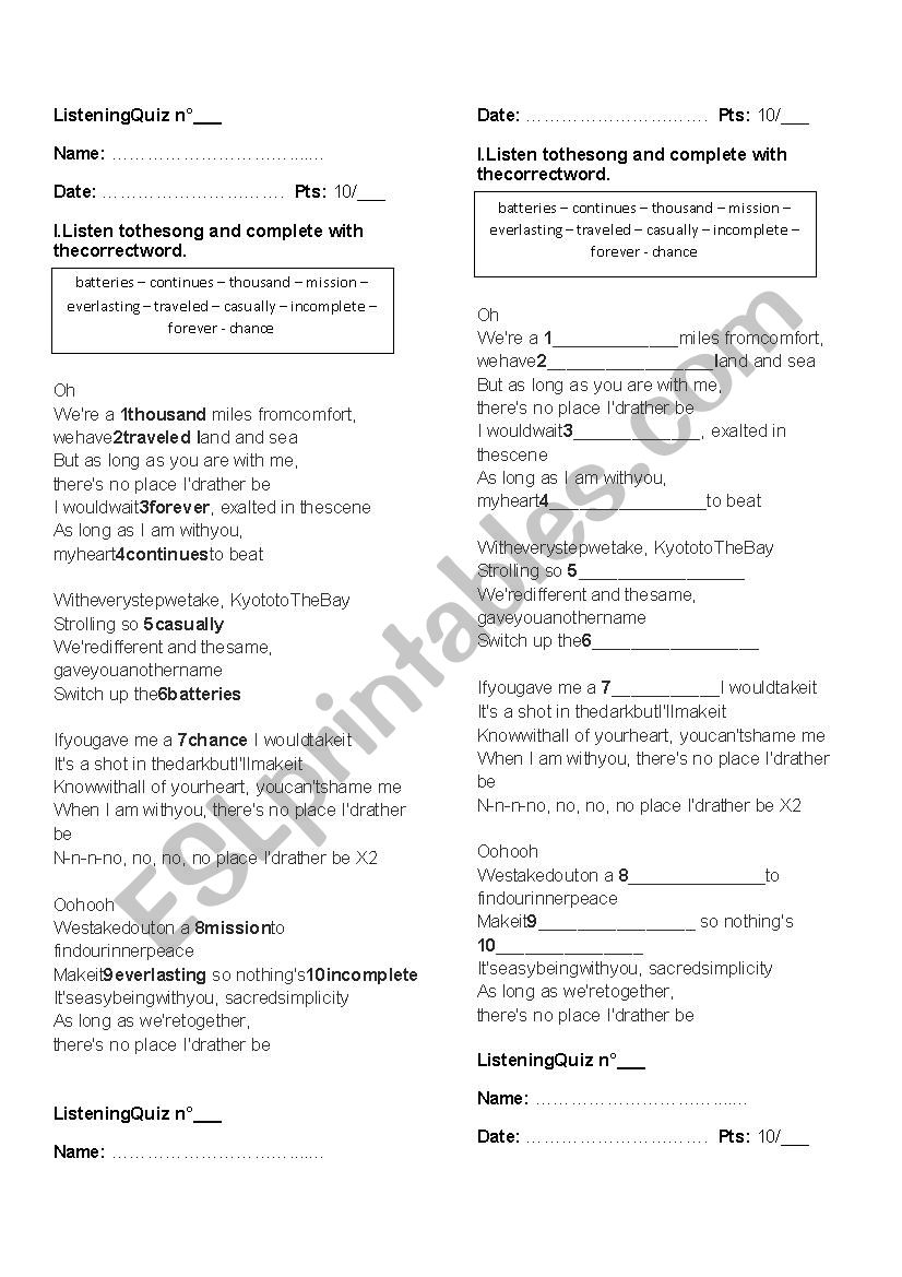 Rather Be by Clean Bandit worksheet