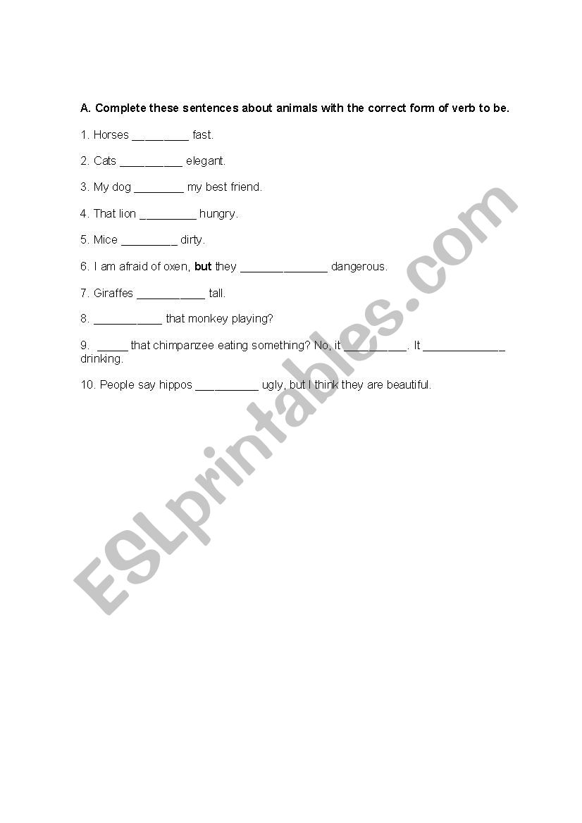 Verb to be worksheet