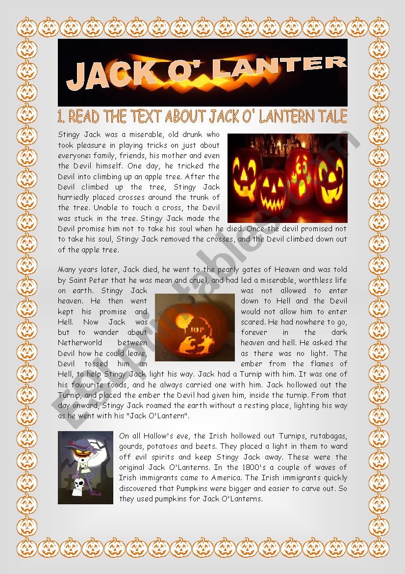Jack OÂ´ Lantern - Halloween worksheet