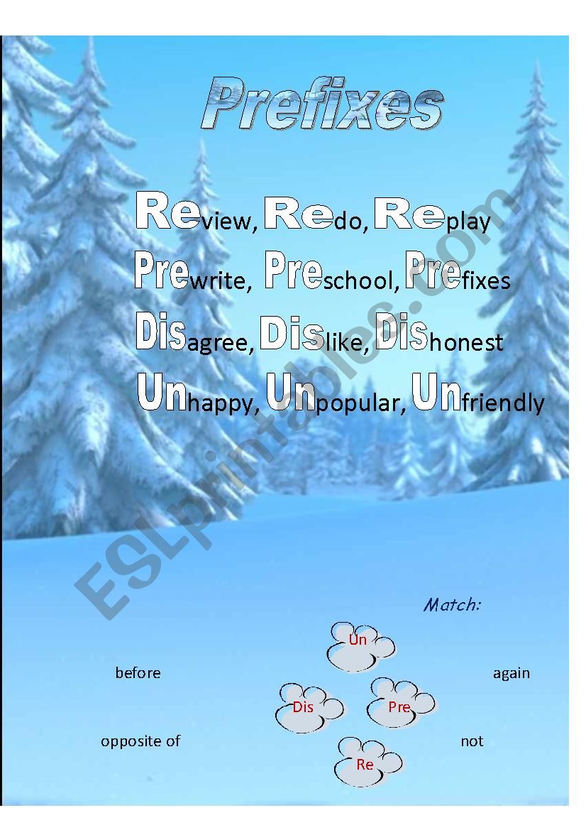 Prefixes worksheet