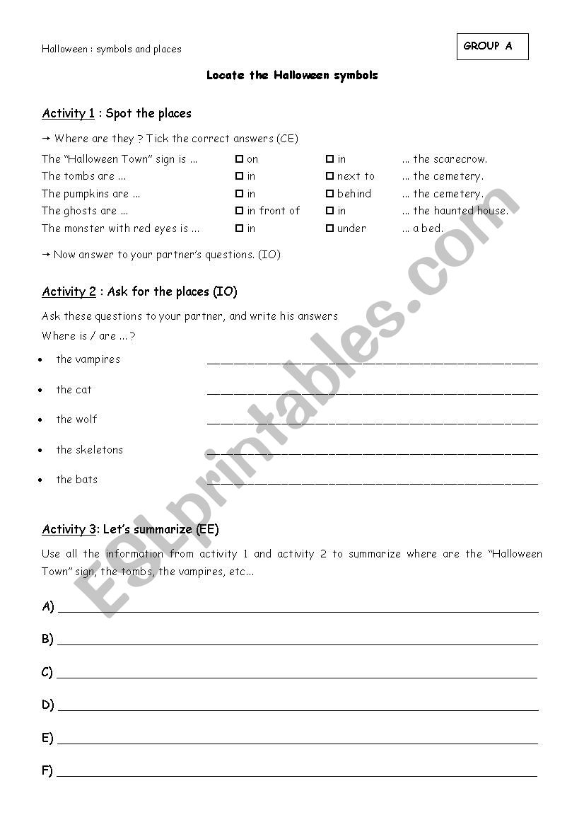 Locate the Halloween symbols worksheet