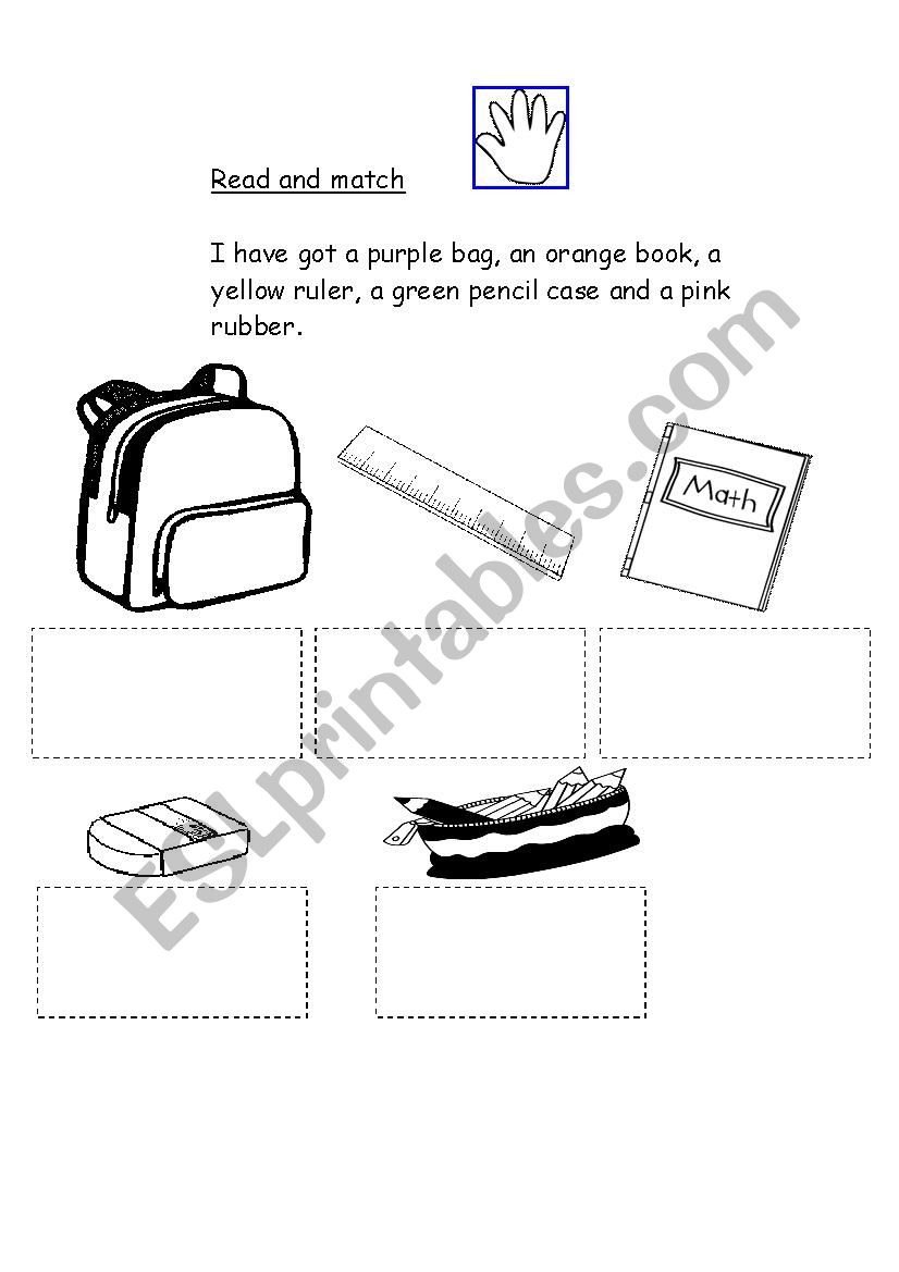 school objects and colours worksheet