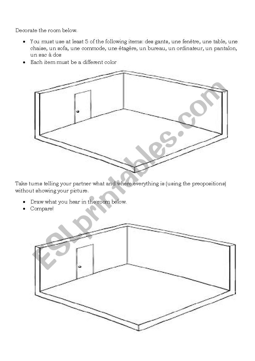 Decorate Room worksheet
