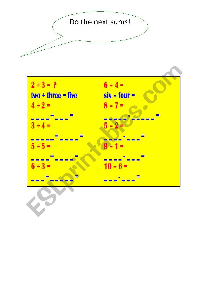 Counting worksheet