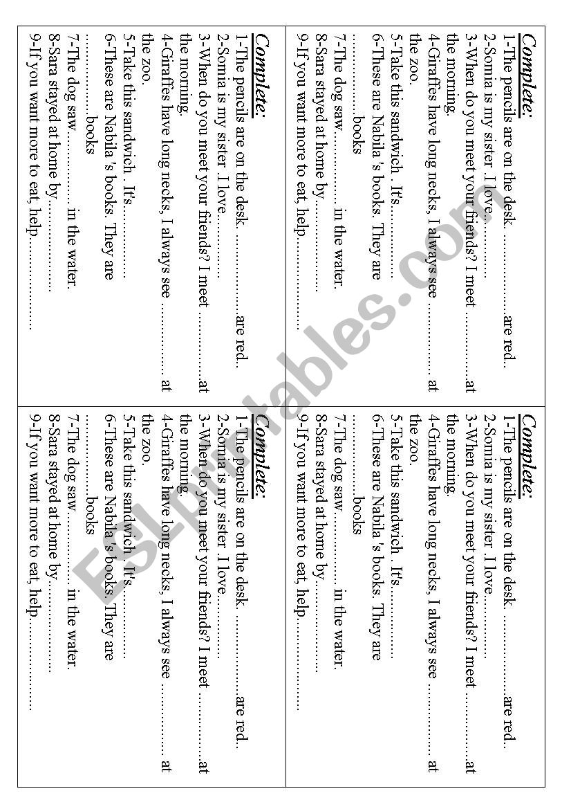 Exercises on pronouns worksheet